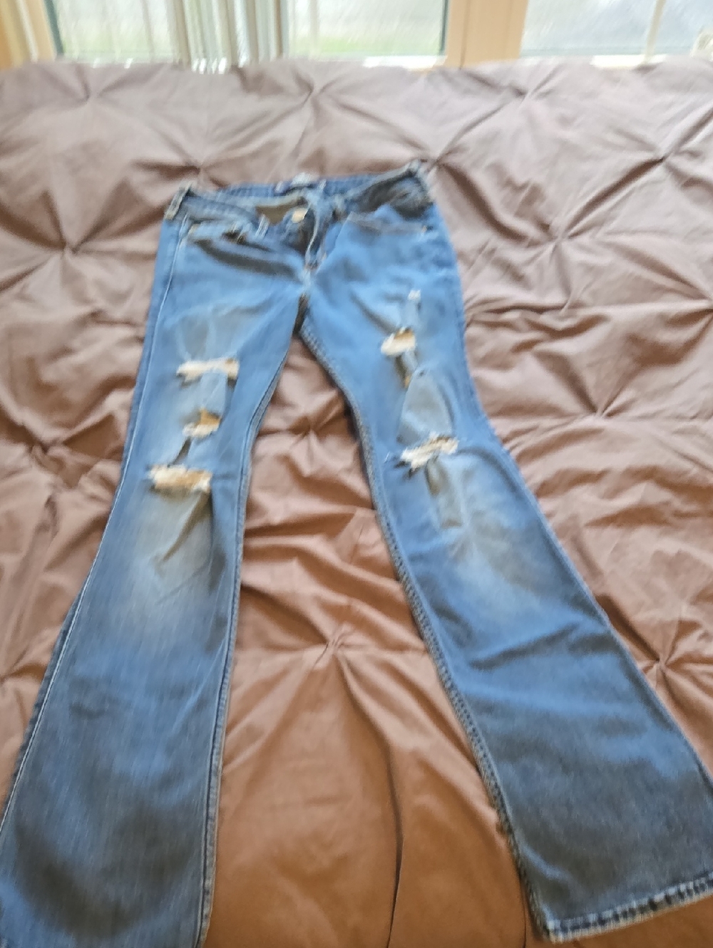 Hollister Medium Blue Distressed Flare Jeans
